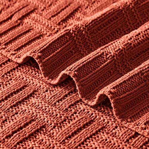 Aormenzy 60X80 Throw Blanket, Soft Cozy Acrylic Throw Blanket, Cable Knit Throw Blanket For Couch Sofa Bed, Rust #TOP6