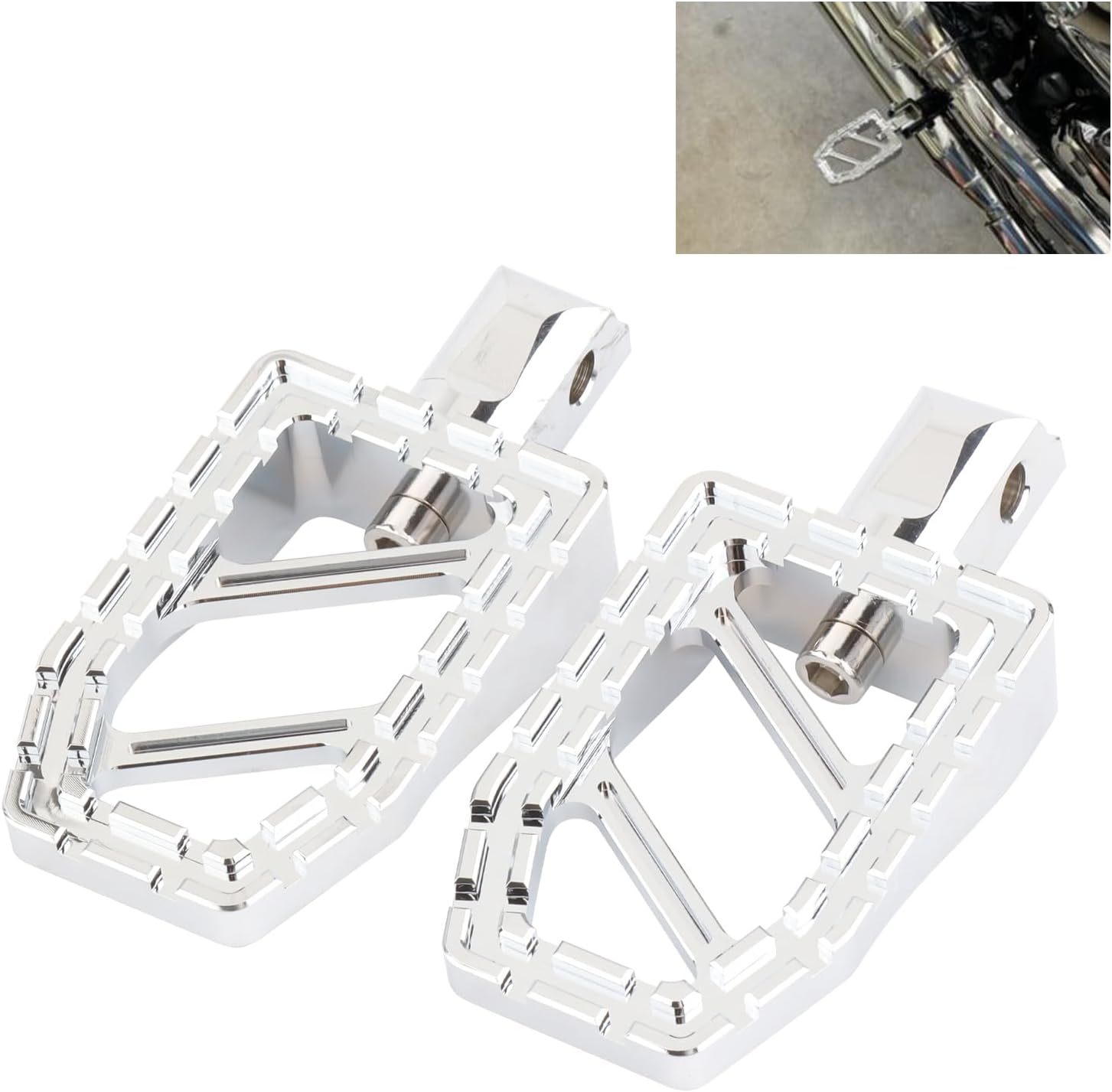 Motorcycle Foot Pegs Riot Rear Passenger Pegs MX Wide Footpegs for 2018-later Softail Fat Boy FLSB Street Bob FXBB Breakout FXLRS Fat Bob Low Rider FXLR Softail Slim FLHSC 114 (Chrome)
