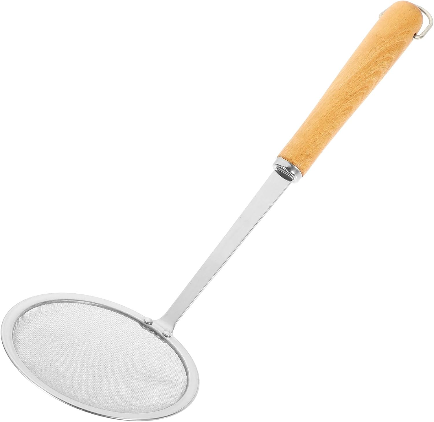 Stainless Steel Oil Skimmer Strainer Wooden Handle for Cooking