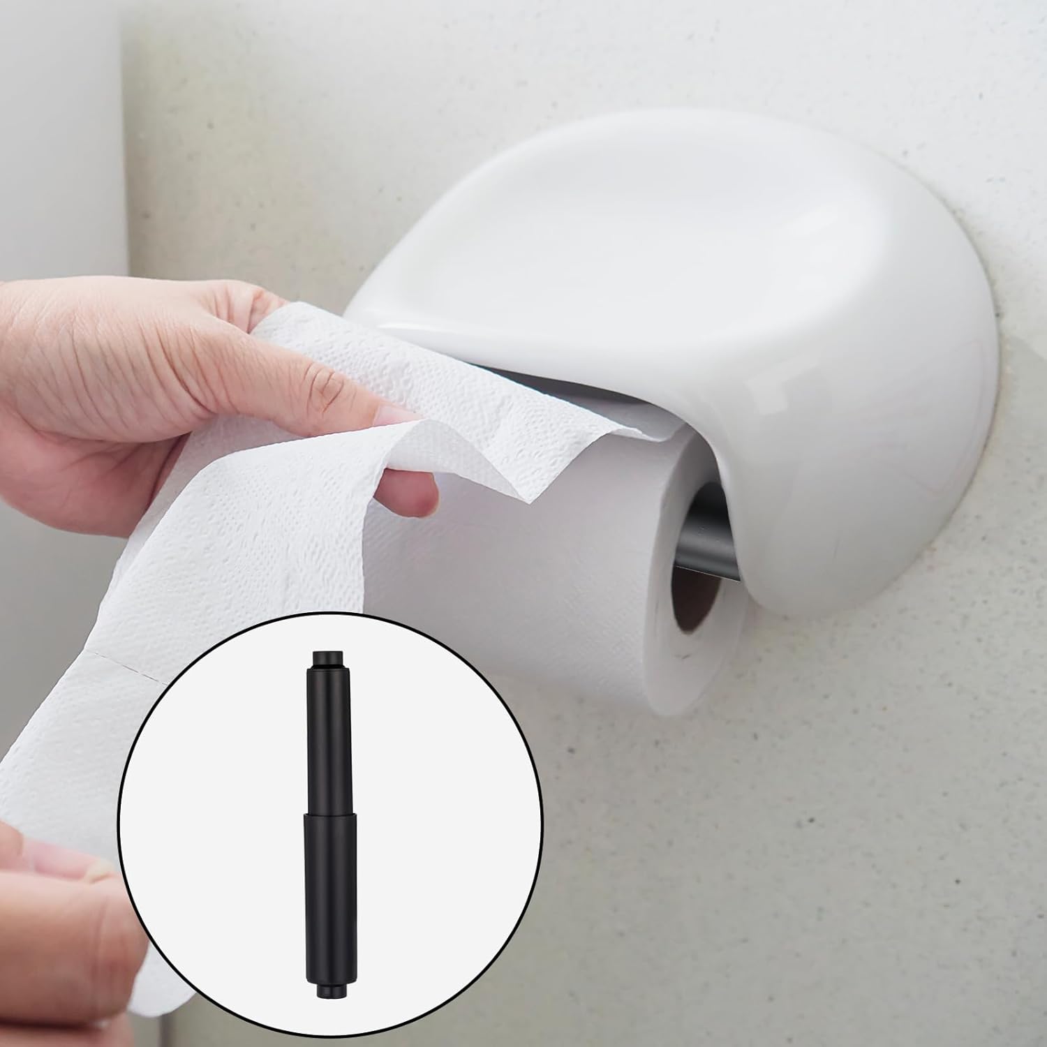 Paper Toilet Holder Replacement Rod, 2PCS 6.5inch Toilet Paper Holder Roller, Black