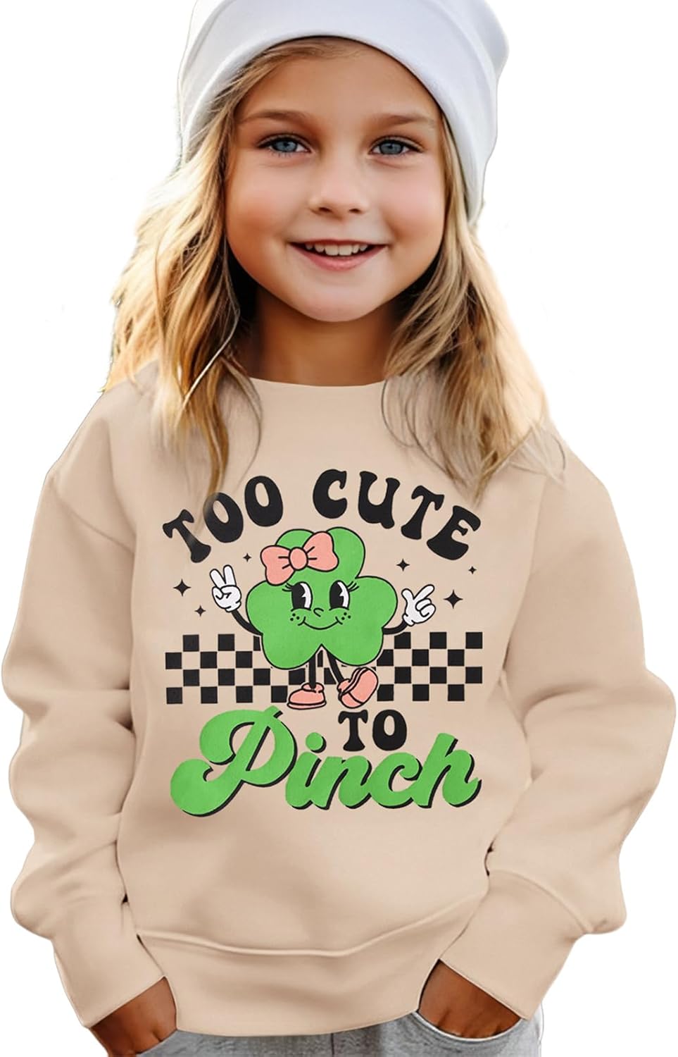 Toddler Baby Girl St Patricks Day Sweatshirt Too Cute to Pinch Shamrock Lucky Clover Outfit Irish Long Sleeve Shirt