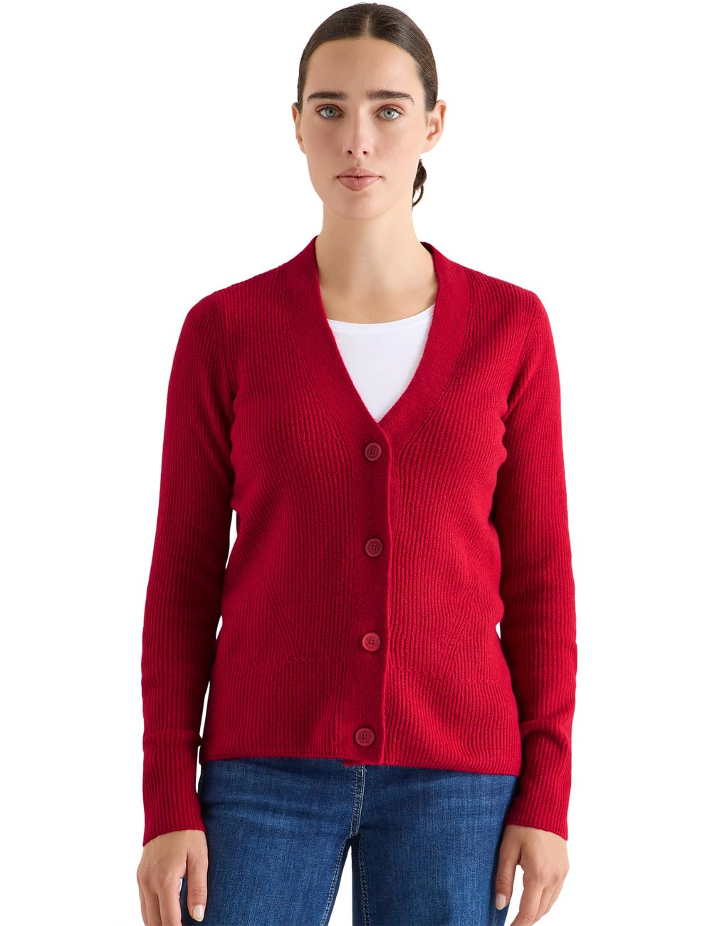CECIL Cardigan with Structured Detail Beaujolais Red XS