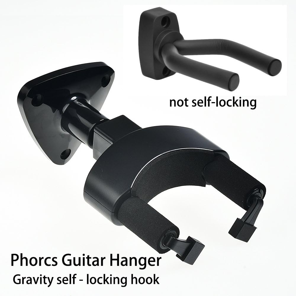 Guitar Hanger, Professional Guitar Hook Holder Wall Mount Display, Easy to Install, Fits All Size Electric Guitar, Ukulele Acoustic Bass Mandolin Banjo