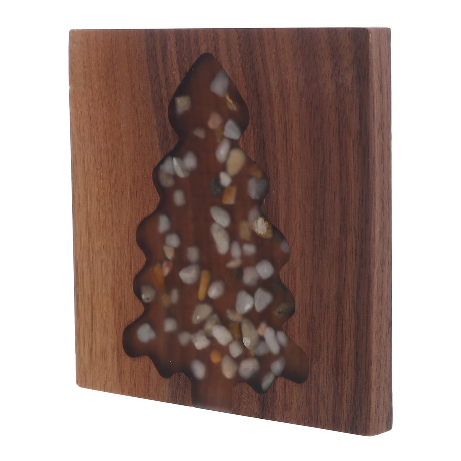 FRCOLOR 5 Pièces Dessous de Verre de Noël Sapin Carré en Bois Pierre
