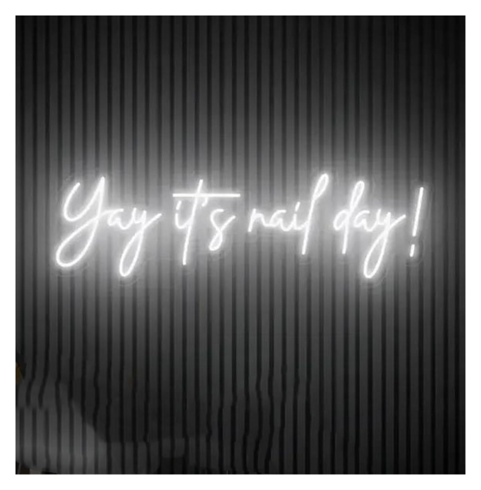 SHOUXI Sign Lamp Yay It's Nail Day Neon Sign, Salon Logo Nail Wall Art, Beauty Salon Decor, Nail Sign 50x16.9cm(White)