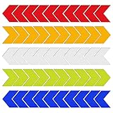 Chihutown 50pcs Visibility Reflective Stickers Arrow Shape, 5 Colors Reflective Tape, Reflective Decals, Night Visibility Warning Adhesive Stickers Waterproof Safety Tape for Car Bicycle Helmets