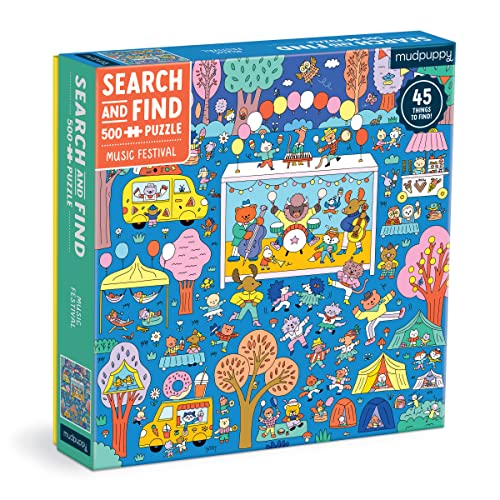 Mudpuppy - Puzzle de 500 piezas Music Festival Search and Find | Ilustrado por Caroline Dall'Ava, Animales, para Adultos, Familia y Niños, Papel reciclado, Sin Polvo, Tamaño terminado 20" x 20" miniatura 1