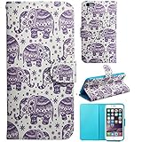 iPhone 6S Case,iPhone 6S Wallet,Kaseberry iPhone 6S Phone Case Elephant Design [Wallet Case Magnetic] [Flap Closure] PU Leather Stand Protective Cover for iPhone 6S (021)