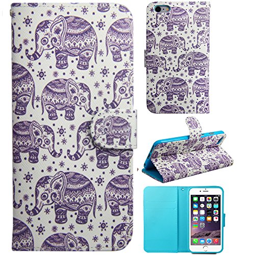 iPhone 6S Case,iPhone 6S Wallet,Kaseberry iPhone 6S Phone Case Elephant Design [Wallet Case Magnetic] [Flap Closure] PU Leather Stand Protective Cover for iPhone 6S (021)