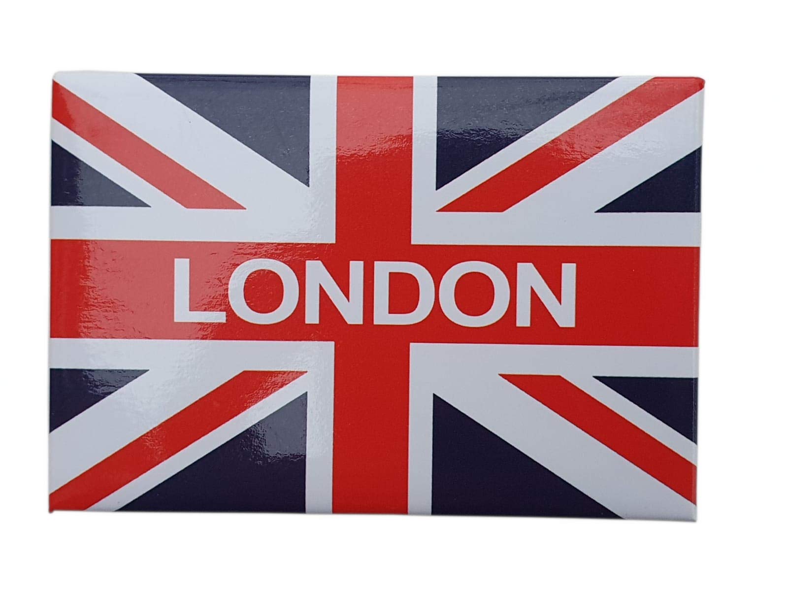 Thomas BenacciUnion Jack London Metal Tin Fridge Magnet - British Flag Red White and Blue Souvenir from England UK