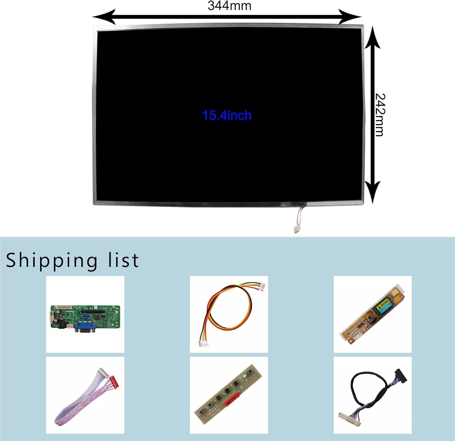15.4" 1280x800 TFT LCD Screen and VGA LVDs Controller Board 30pin