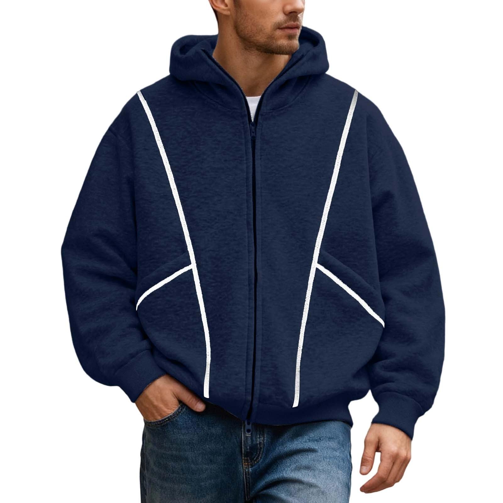 Genérico Sudaderas Hombres Cremallera - Sudadera Oversize de Peso Pesado para otoño Invierno Chaqueta Moderna Informal algodón Grueso con Capucha