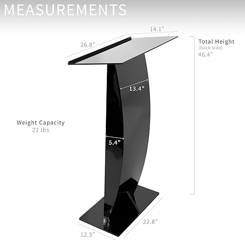 Miniatura 3 de VIVO Soporte acrílico para podio, elegante atril de presentación profesional con plataforma de superficie de lectura de 27 pulgadas para oficina,