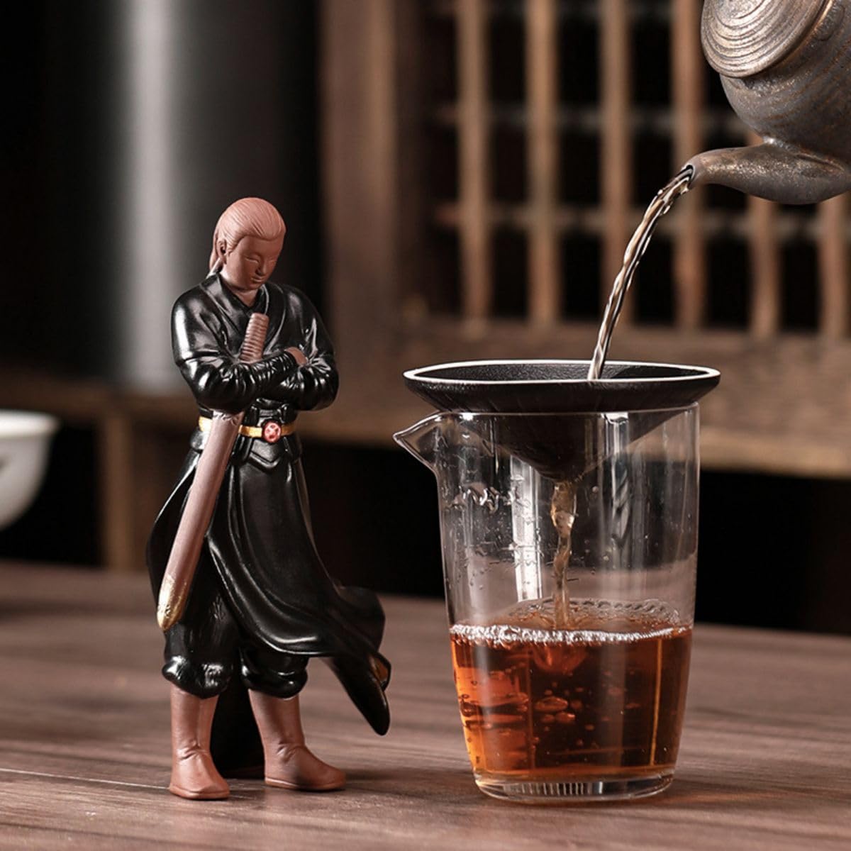 Amazon.com: 新中式侠客茶宠茶滤摆件茶室桌面软装饰品造景-13071