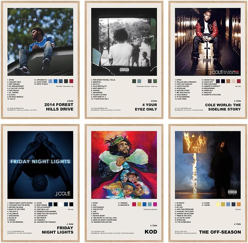 Miniatura 1 de DATOZA Póster J Cole - Póster de la portada del álbum, impresión HD, estética, sala de estar, dormitorio, música, aula, arte decorativo, regalo para