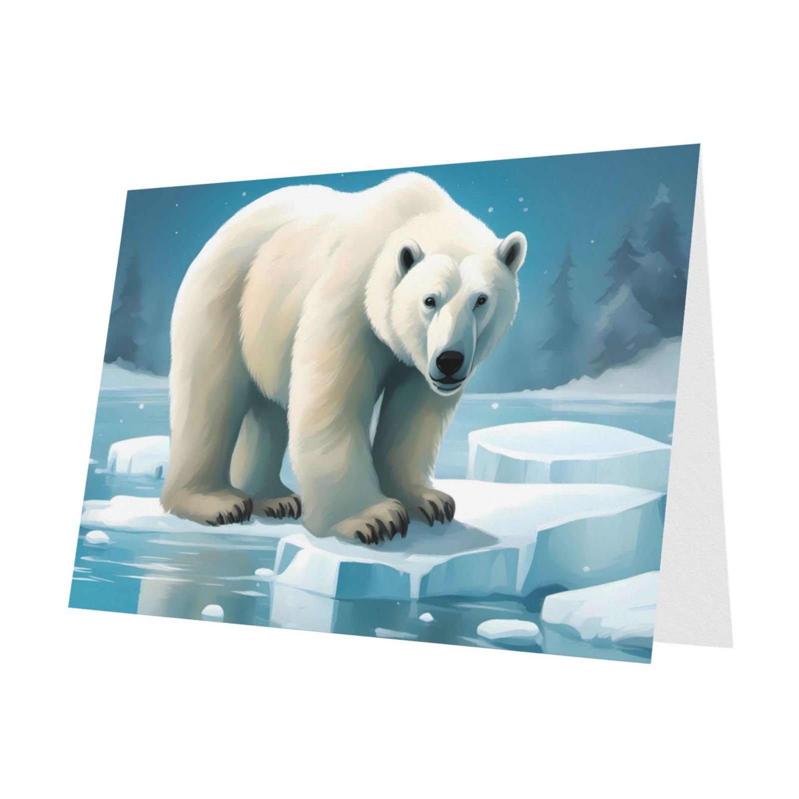 Gray Polar Bear Ice High-Grade Pearl Paper Greeting Card :>> 4x6 In,For Birthday Card Party Invitation Card