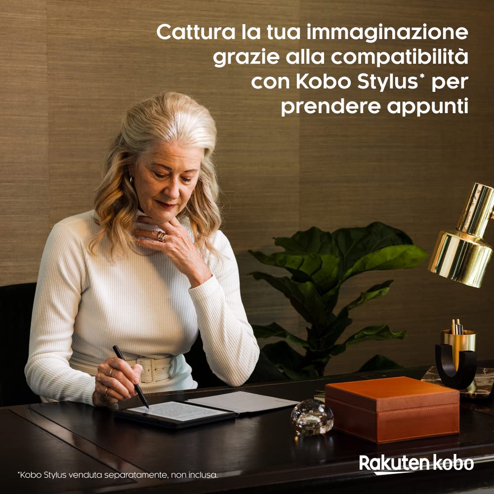 Kobo Sage | eReader | Touchscreen antiriflesso 8" HD | Impermeabile | Luminosità e temperatura colore regolabili | Riduzione luce blu | Bluetooth | WiFi | 32 GB | Tecnologia Carta E Ink