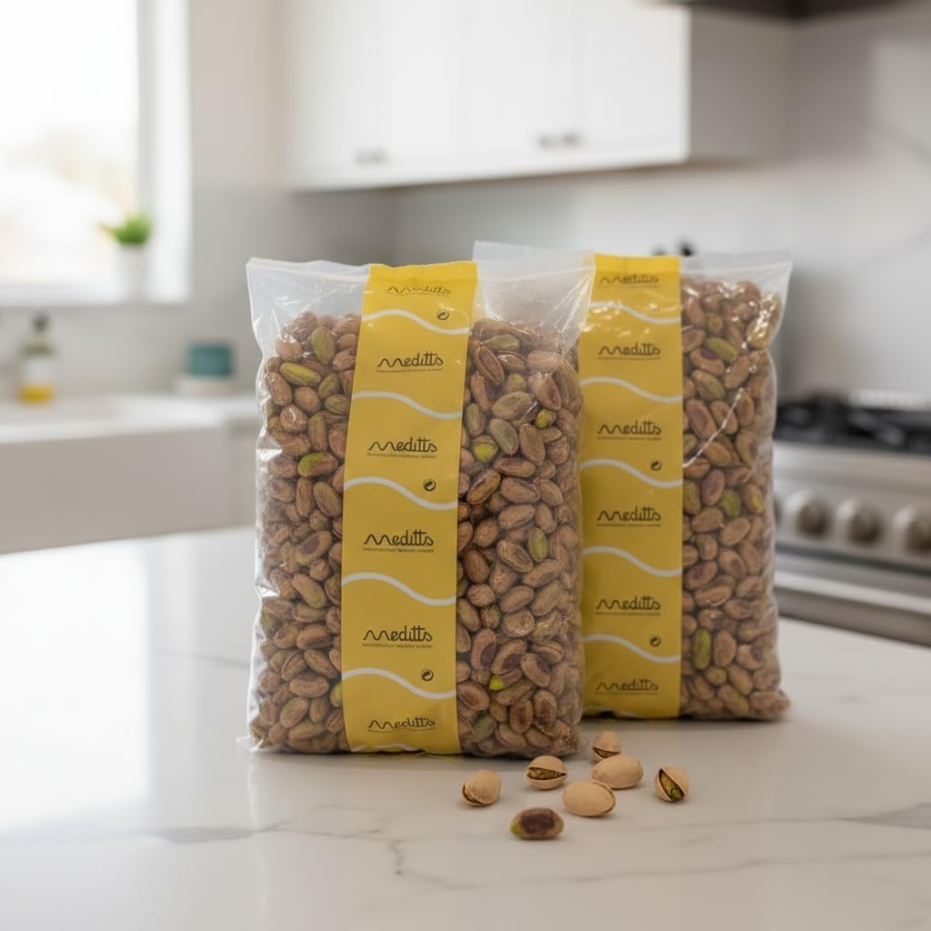 Meditts - Geröstete Pistazienkerne | 1 kg Vorratspack | Geschält & Ungesalzen zum Kochen und Backen.