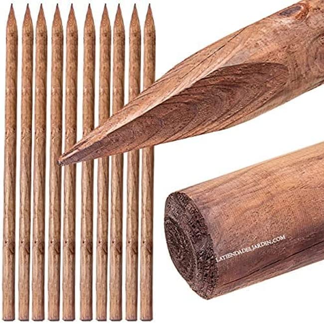 TIMBERMIK Holzpalisaden 200cm - 4er Set ø5cm Imprägniert Olivgrün