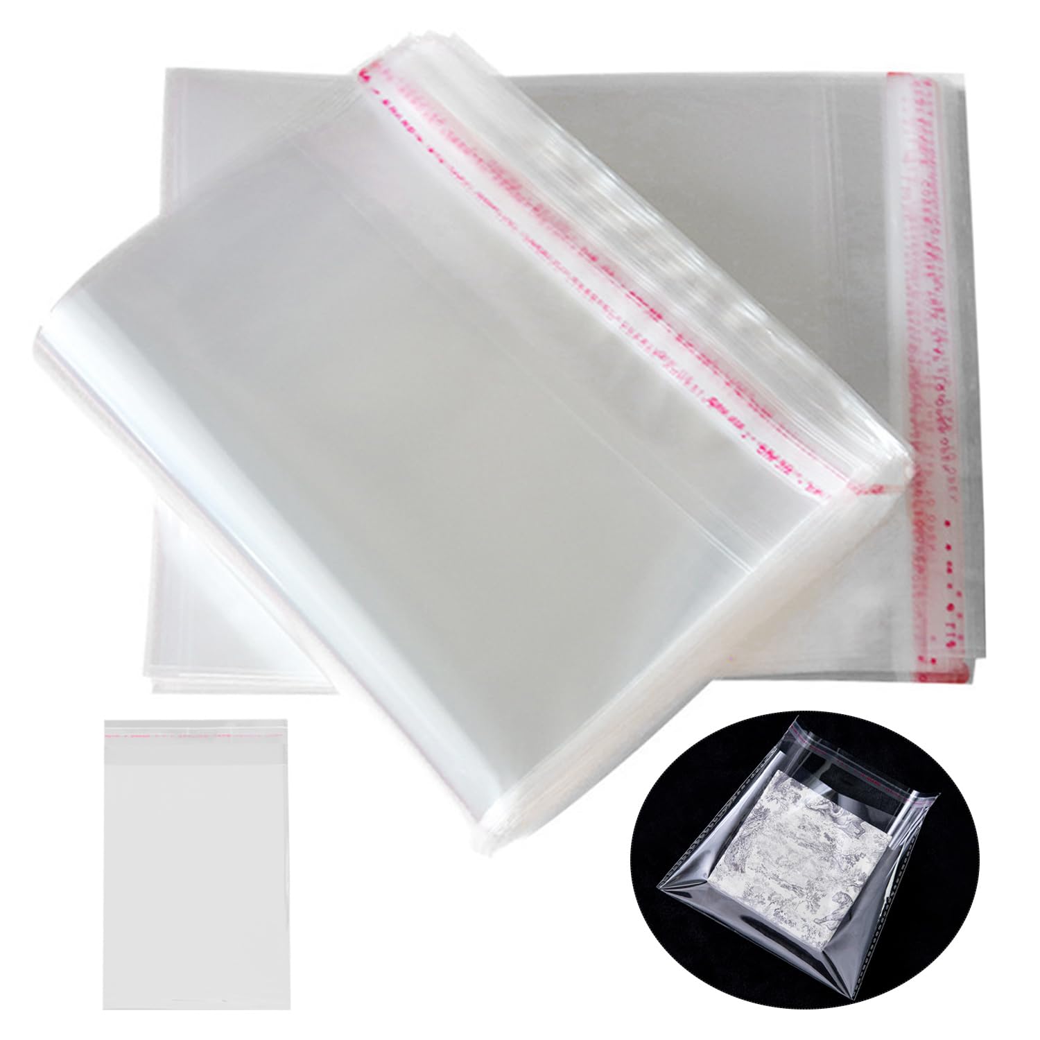 Ushxvg Transparent 400 Pieces Plastic Ziplock Bags Candy Jewelry Self-Adhesive Plastic Packaging