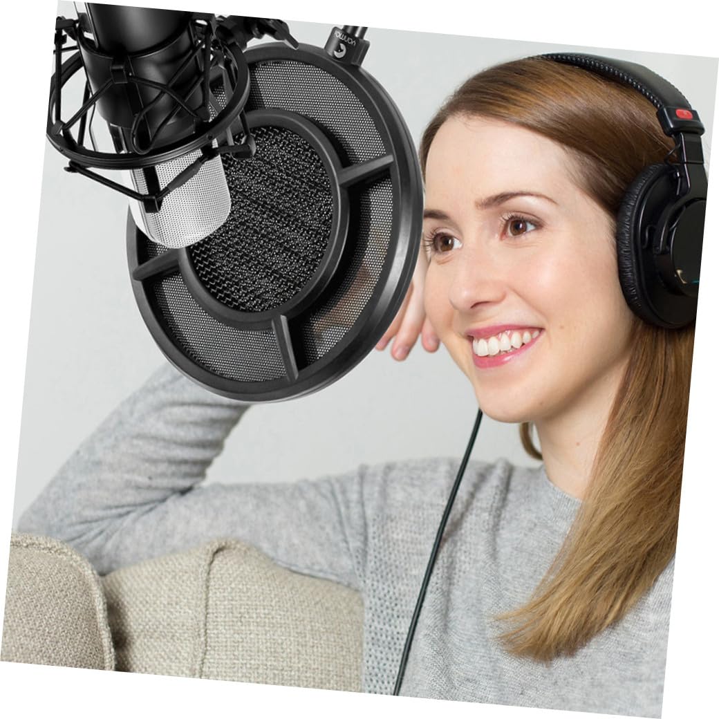 Microphone Filter Windschutz Pop filter Schwarz Langlebiger Mikrofonschutz mit Starker Biegsamkeit Wiederverwendbar Schützt vor Speichel und Sorgt für Sauberen Klang für