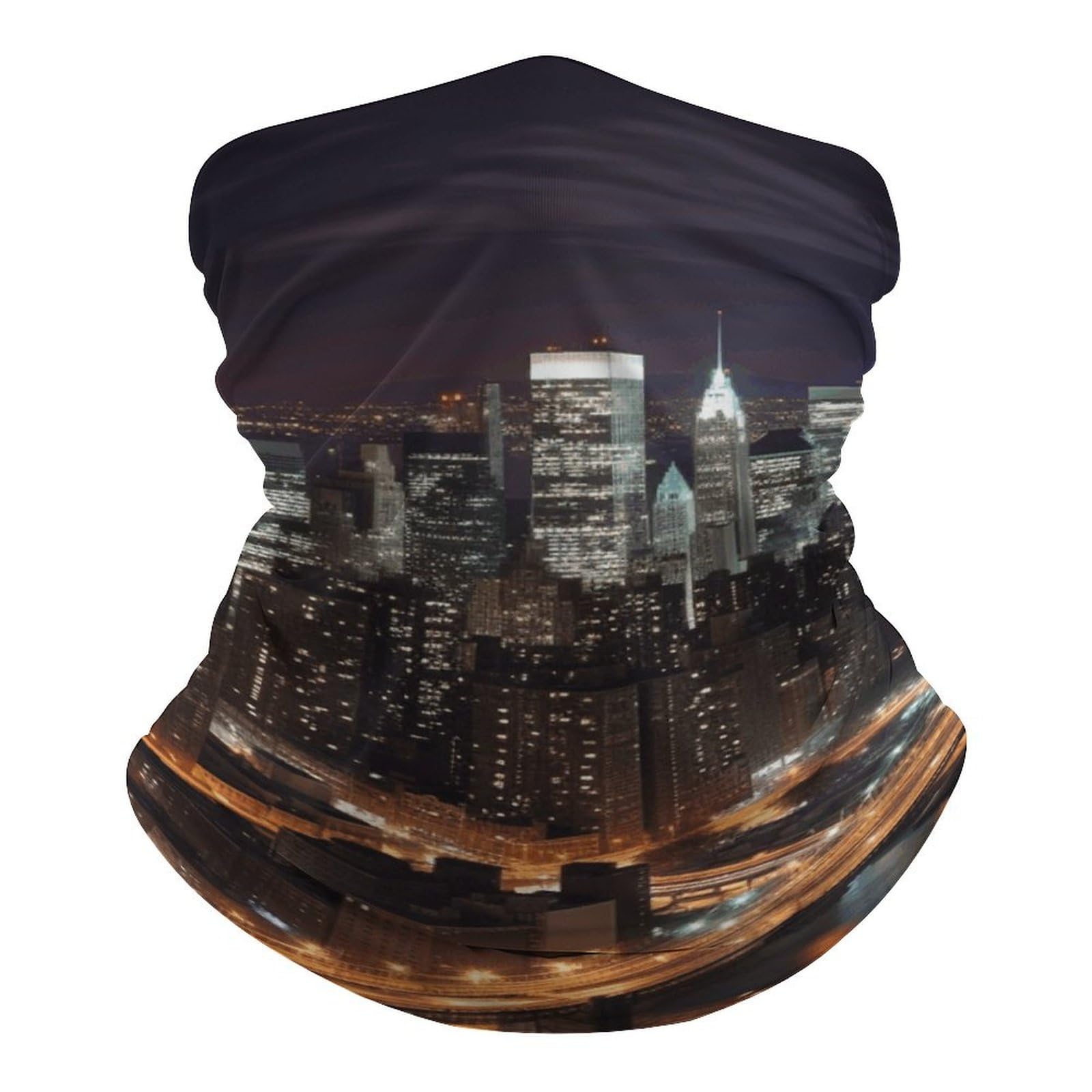 QMNRTK New York Night Balaclava UV Protection Face Mask Breathable Neck Gaiter Ski Mask for Men Women Headwear Bandana Elastic Face Scarf