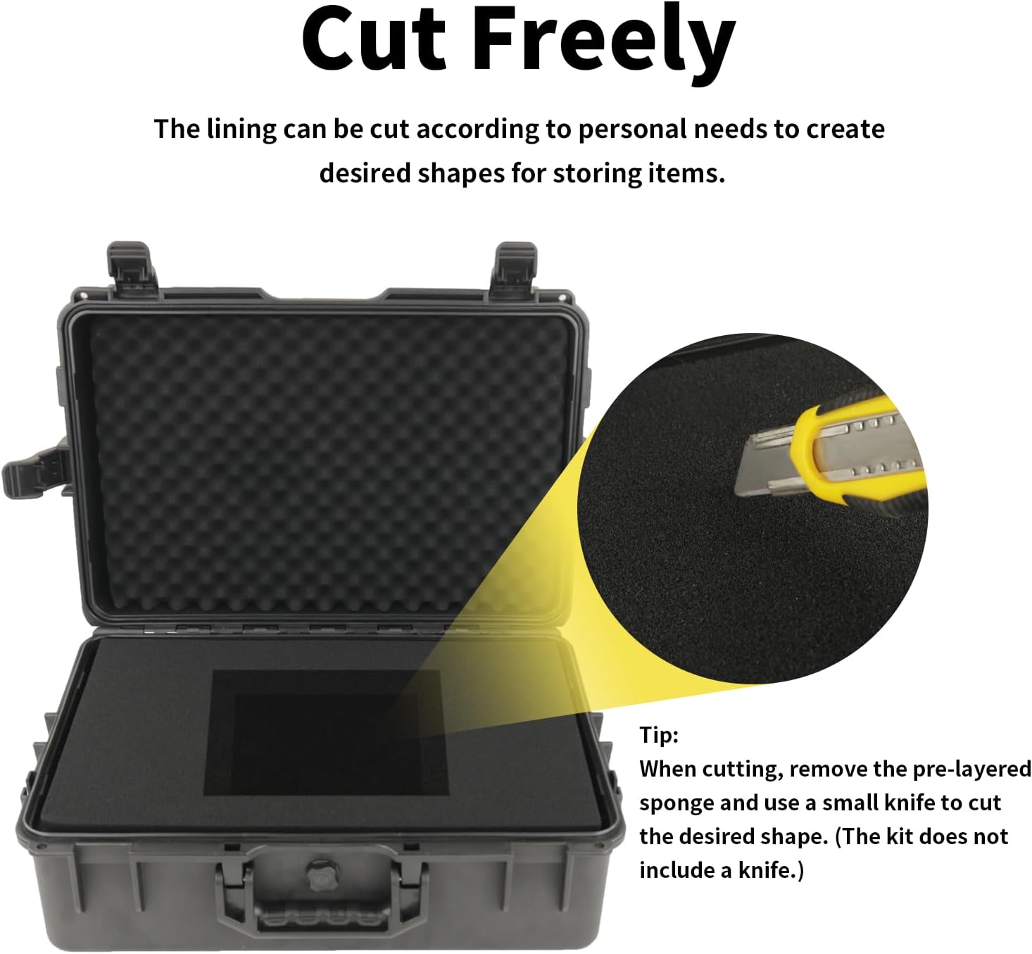 Portable Hard Case - Waterproof Carrying Case,with DIY Foam,Large,18.4x 12.6 x 6.3 inch - Image 4