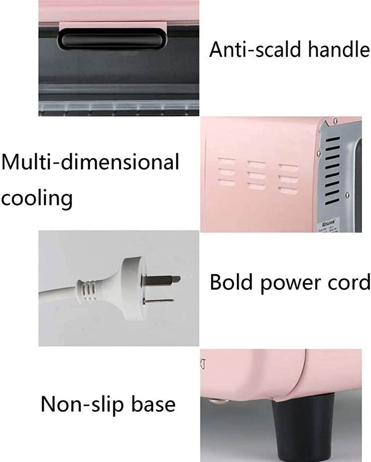 Małe skrzynki， 9L Duża pojemność Inteligentna kontrola czasu i temperatury Kompaktowy mini piekarnik elektryczny 750 W Zawiera blachę do pieczenia ruszt grillowania(Pink)