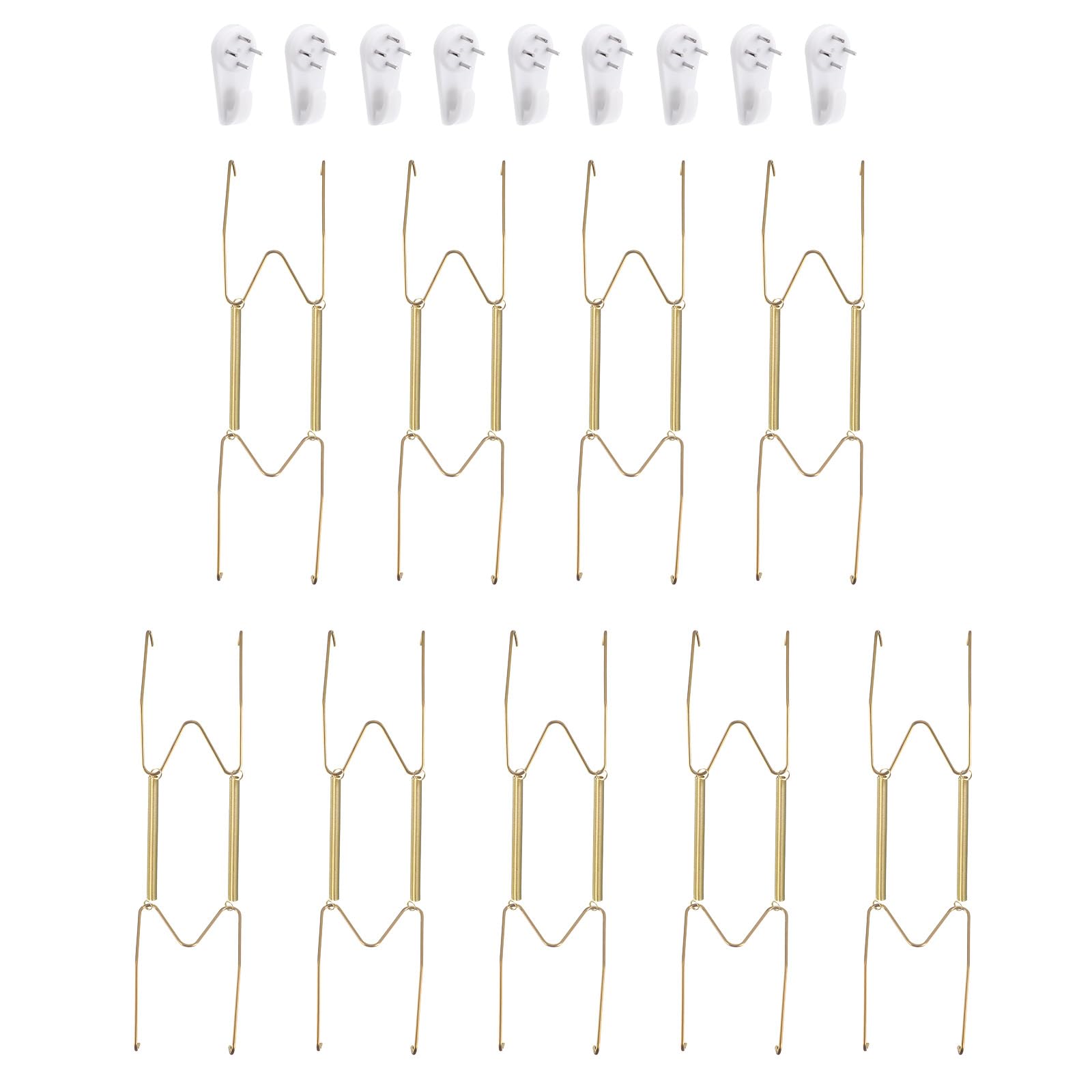 uxcell 9pcs Plate Hanger, 10 Inch Stainless Steel Invisible Wall Plate Hangers with Wall Decorative Hooks and Tip Protector for Decorative Plates and Art