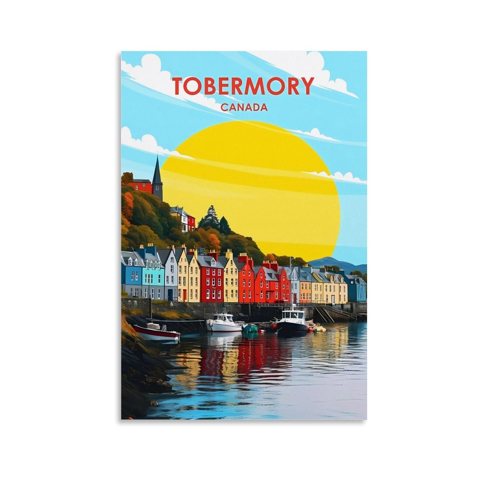 EZMLFA DIY Diamond Painting,Tobermory Canada 5D Landscape Diamond Painting Kits for Adult, Gem Art Crystal Art Kits for Adults, for Home Wall 40x50cm