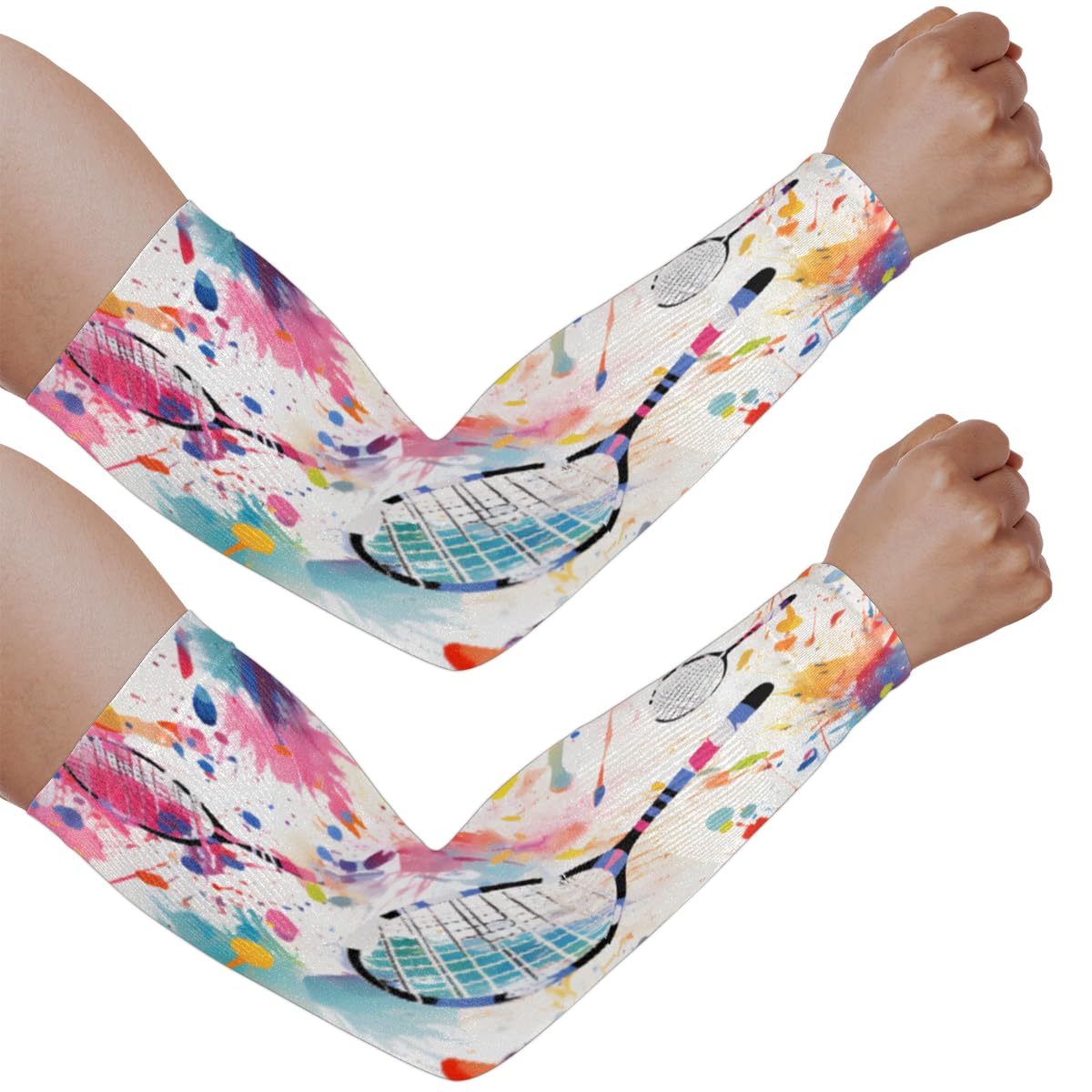 UV Sun Protection Arm Sleeves,Tennis Racket Gardening Sleeves with Thumb Hole Farm Cooling Arm Sleeves for Women Men