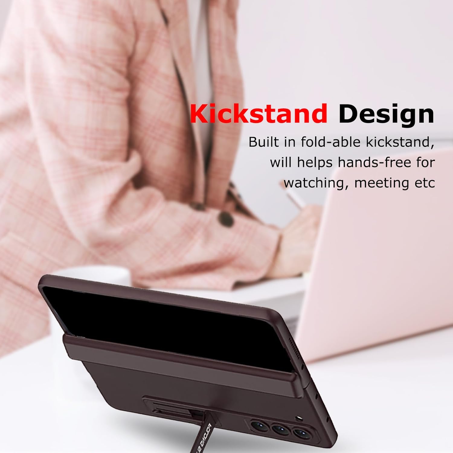 for Samsung Galaxy Z Fold 4 Case with Privacy Screen Protector, Fold4 Anti-Spy Phone Case with S Pen Holder & Stylus Kickstand Hinge Protection Privacy Protective Cover for Z Fold 4 Wine Red