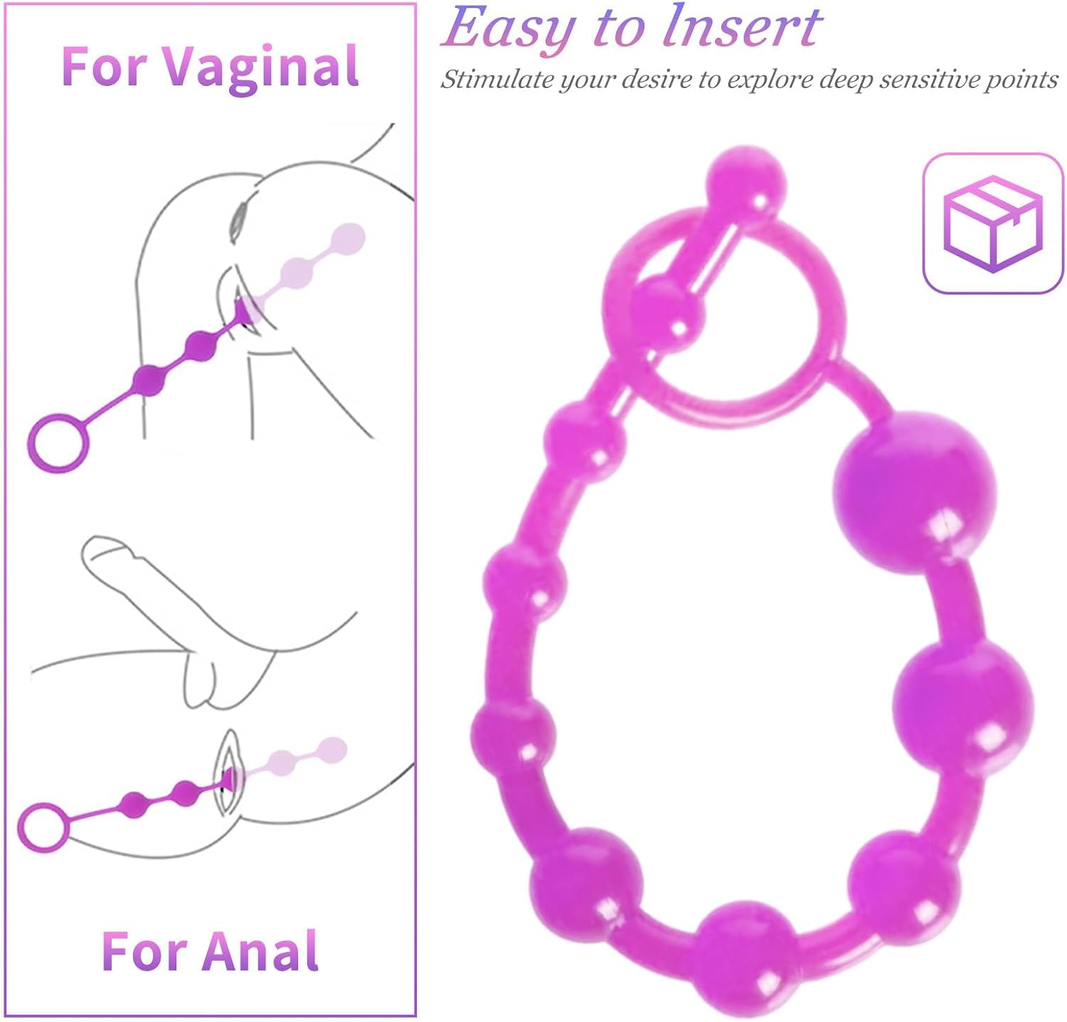 Product Title Graduated Anal Beads Sex Toys for Women Men, Silicone Butt Plug Prostate Massager with Pull Ring, Adult BDSM Bondage Sensory Beads for Couples, Pink