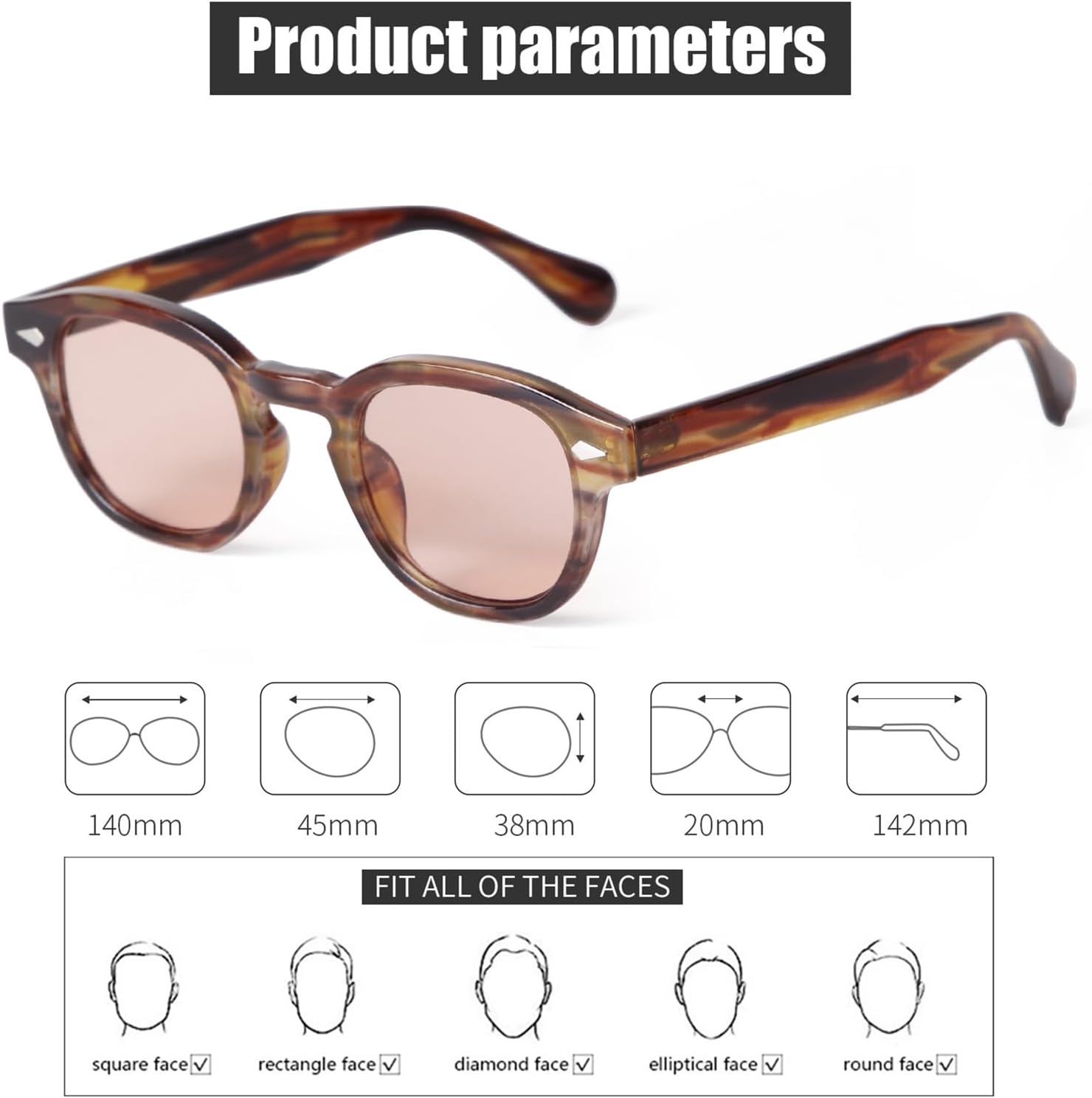 ADE WU Retro Round Sunglasses for Women Men Vintage Small Circle Frame Tinted Sun Glasses Unisex Stylish 46mm - Image 5