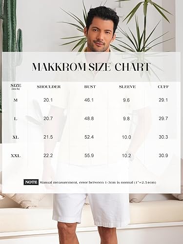 Miniatura 6 de Makkrom Camisas de guayabera cubana para hombre, camisa de lino de manga corta con botones de algodón mexicano para boda