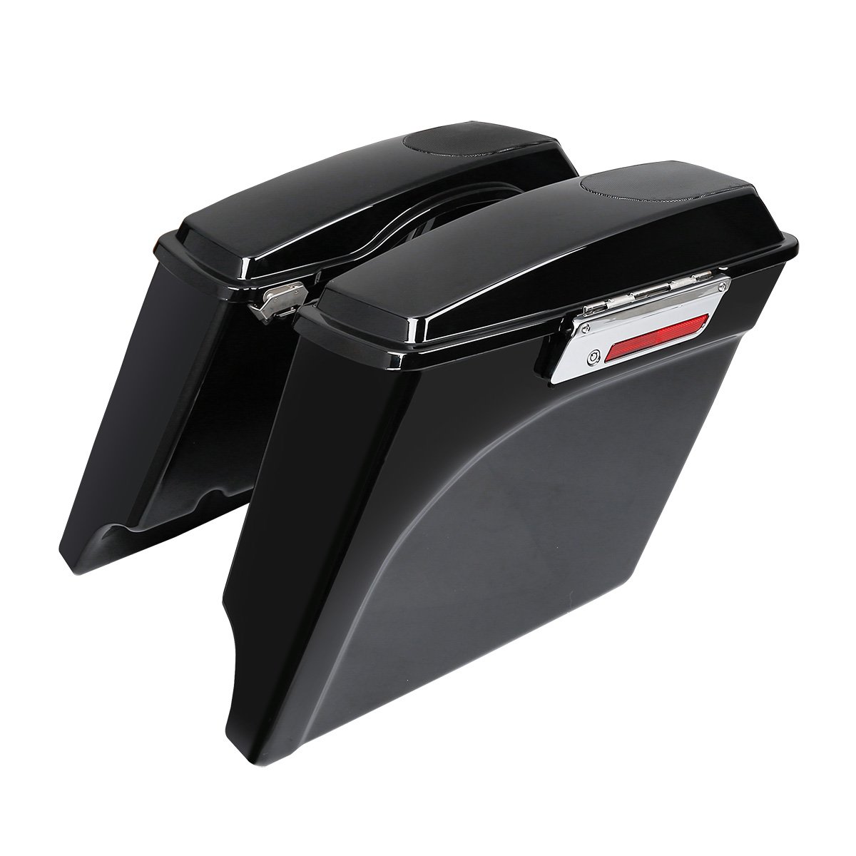 SLMOTO Motorcycle Saddlebags 5 Inch Stretched Saddle Bags Extended Saddlebags w/5x7 Speakers Fit for Harley Touring Road Glide Electra Glide Ultra Classic 1993-2013 2012 2011
