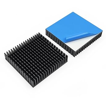 2PCS Black Large Heatsink Aluminum Heat Sink with Thermal Conductive Adhesive Tape, 70x70x15 mm High Power Heat Dissipation for Cooling Power Supplies Hard Disks Peltier Module Electronic