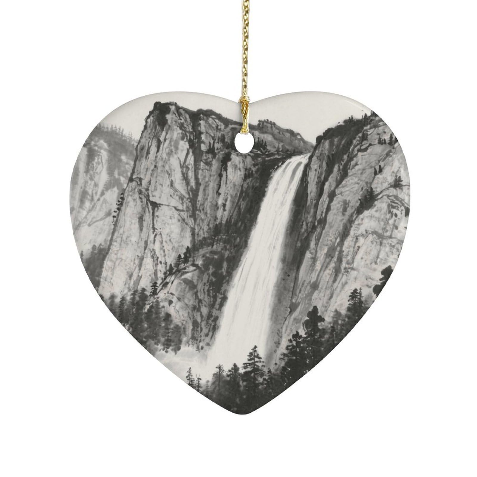 Fekiloot Style Granite Cliffs And Waterfalls Ceramic Ornament Home Decor Keepsake