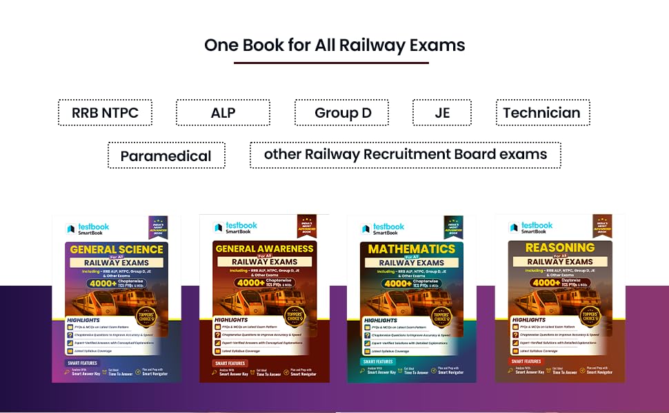 Image of Testbook General Science for All Railway Exams SmartBook in English | 4000+ Chapterwise TCS PYQs & MCQs | Physics, Chemistry & Biology | RRB NTPC, Group D, ALP & RPF Exams 2026