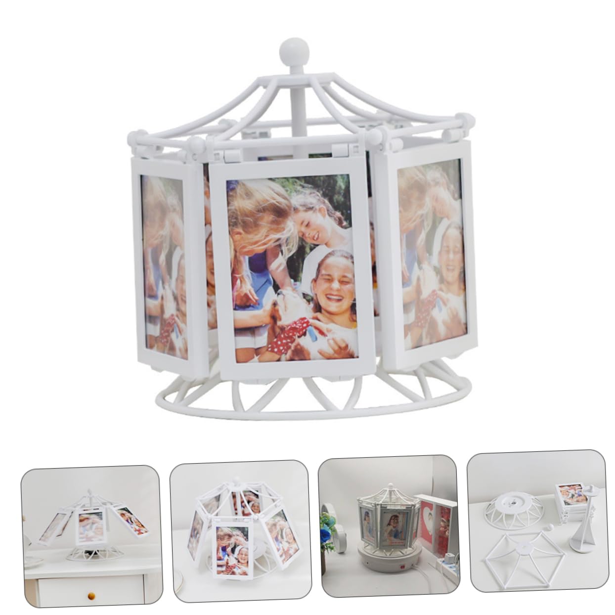 Rotierender Bilderrahmen Drehung Tischdeko Für Fotos Getrocknete Blumen Und Pflanzen Geschenk Für Hochzeit Geburtstag Und Weihnachten Stilvolle Wohnaccessoires Zur Verschönerung Ih
