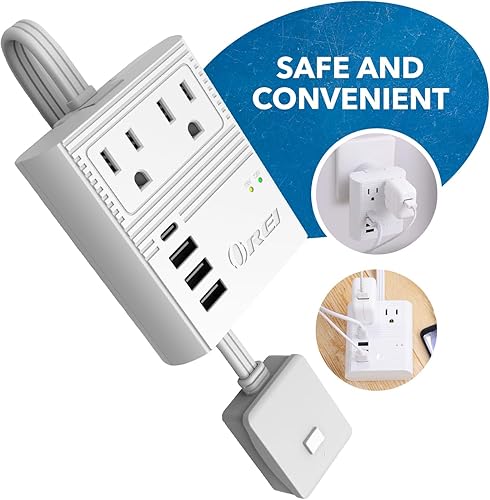 Miniatura 3 de OREI World Travel - Adaptador de enchufe M8 Max, 3 USB + Pd 18 W USB-C de entrada - 2 salidas de EE. UU. - Accesorios para Europa, Asia, China,