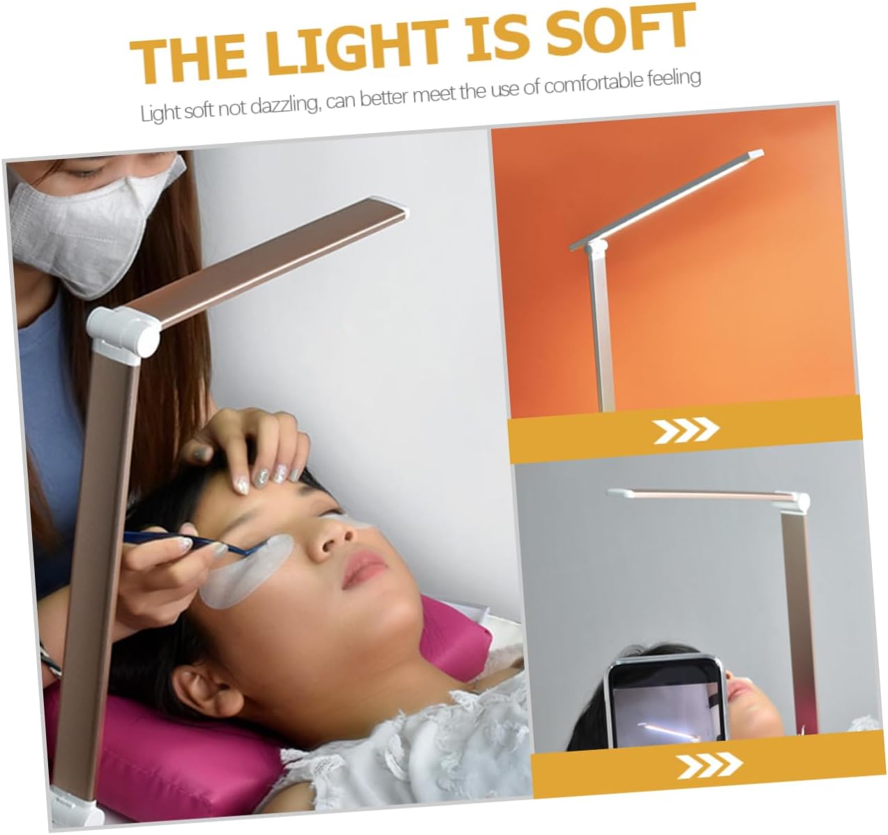 Homoyoyo Foldable LED Nail Lamp for Desk Eye-Caring Professional Light for Manicure and Lash Extensions Dimmable Adjustable Brightness Portable Beauty Salon Tool