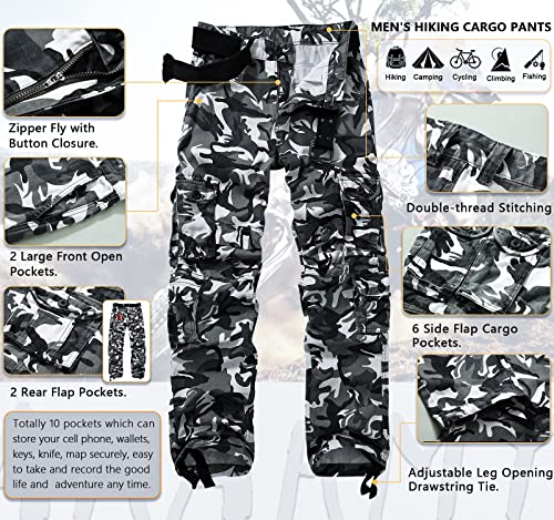 Men's Camo Cargo Pants Cotton Ripstop Outdoor Adventure Wear Casual Hiking Work Pants with Multi Pockets(No Belt)4