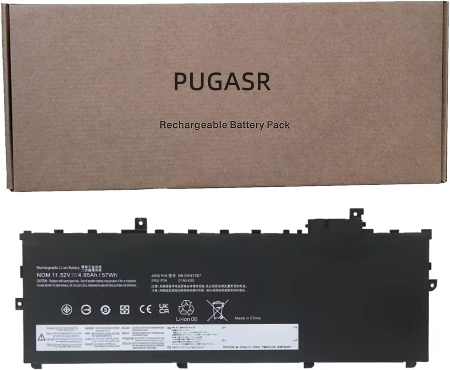 01AV494 01AV430 Batterie d&rsquo;ordinateur portable pour Lenovo ThinkPad X1 Carbon 5ème génération 2017 6ème génération 2018 Series Notebook SB10K97587 01AV429 01AV431 SB10K97586 SB10K97588 11,52 V 57 Wh