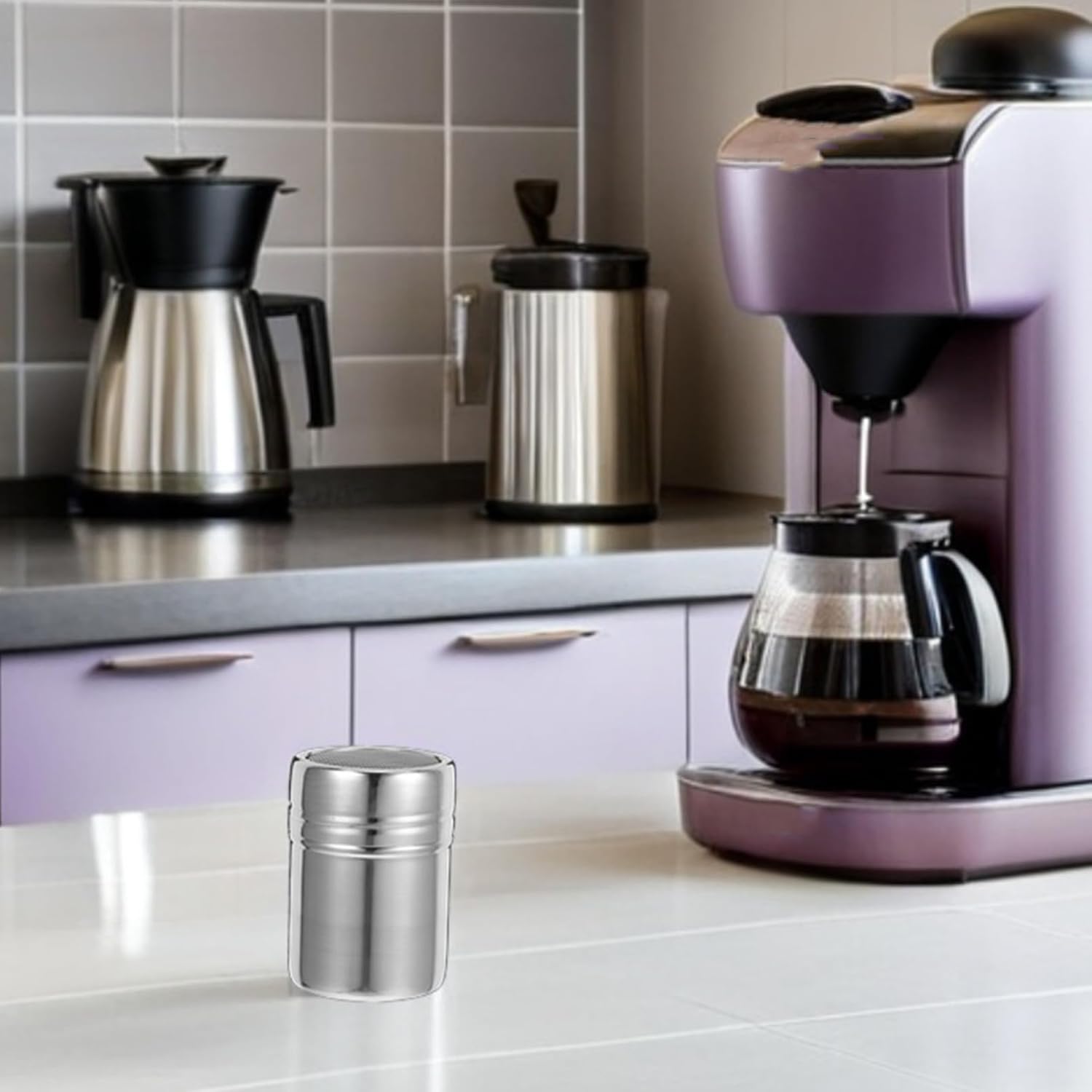 Gatuida Stainless Steel Cocoa Shaker Lid Fine Mesh Sugar and Flour Sifter for Coffee Cappuccino and Latte and Easy to Clean Kitchen Tool