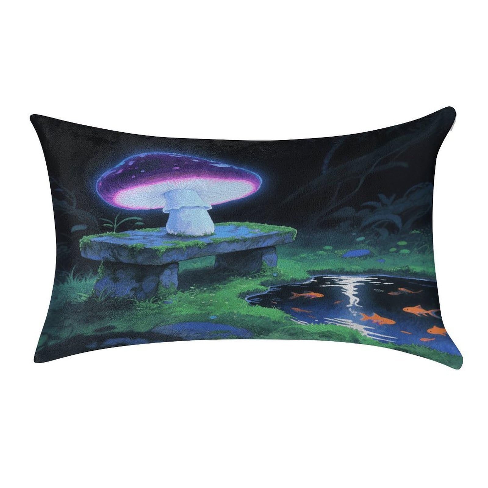 VstaDank Blacklight Mushroom Pillow Covers Rectangular Cushion Case Cozy Decorative Throw Pillowcase Luxury Lumbar Pillow Shells with Zipper Soft Velvet Pillows Shams 12 X 20 in
