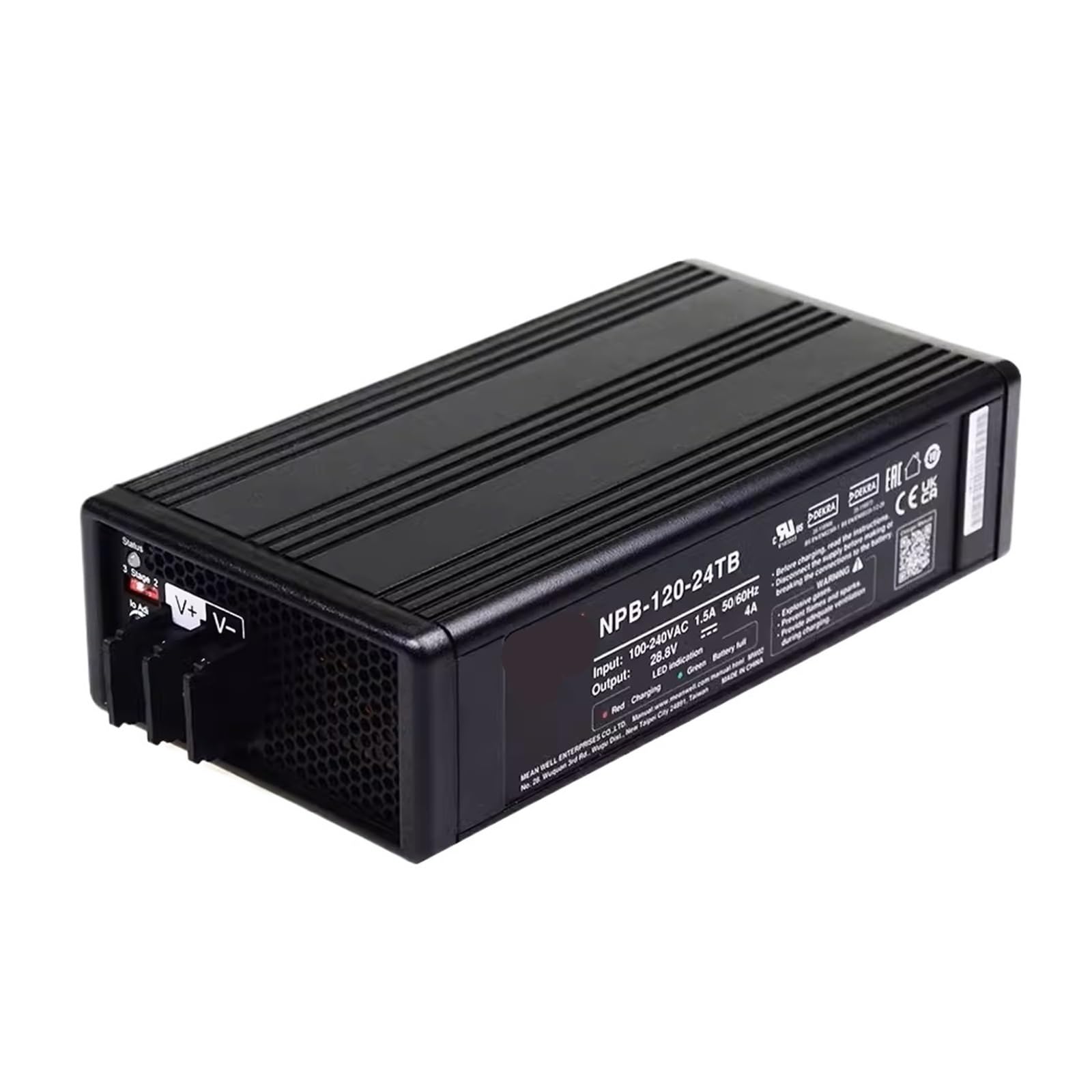 Chargeur compact NPB-120-12TB Mean Well 120W avec plage de sortie reglable pour batterie