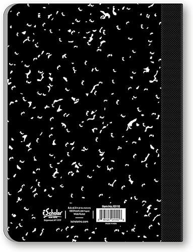 Miniatura 2 de iScholar Cuaderno pequeño de composición en blanco y negro, rayas anchas, 8.6 x 6.3 pulgadas, 100 hojas (10110)