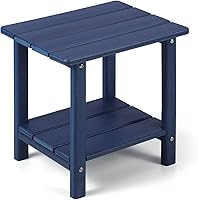 Vista 12 de Adirondack - Mesa auxiliar para exteriores, mesa auxiliar de patio resistente de 2 niveles, resistente a la intemperie, mesa auxiliar sólida de 16.5