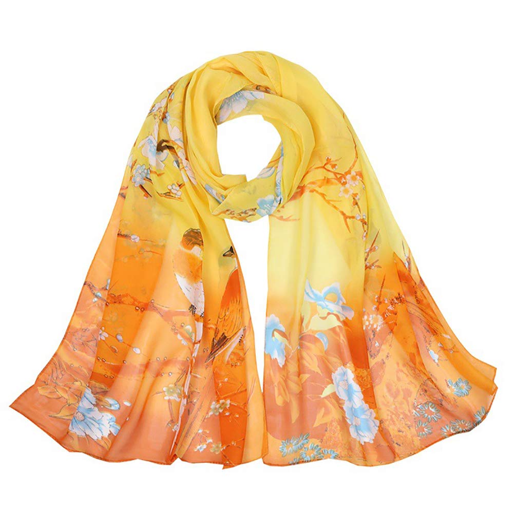 Foulard En Mousseline Femme - 155x50 Cm - Imprimé Floral - Multiways